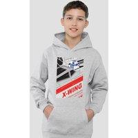 Disney Star Wars R2D2 Xwing Droid Youth Kids Pull-Over Hoodie, Athletic Heather in Grey | Size: 9-11 Years