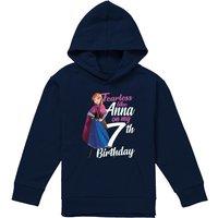 Disney Frozen Fearless Like Anna 7Th Birthday Youth Kids Pull-Over Hoodie, Navy | Size: 5-6 Years
