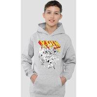 Marvel X-Men Retro Team Youth Kids Pull-Over Hoodie, Athletic Heather in Grey | Size: 9-11 Years