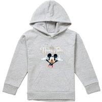 Disney Mickey Mouse Firework New Year German Youth Kids Pull-Over Hoodie, Athletic Heather in Grey | Size: 9-11 Years
