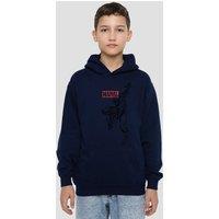 Marvel Spiderman Outline Youth Kids Pull-Over Hoodie, Navy | Size: 5-6 Years