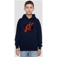 Marvel Red Hulk Fire Youth Kids Pull-Over Hoodie, Navy | Size: 9-11 Years