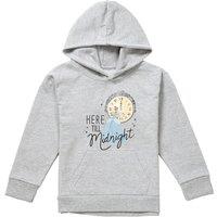 Disney Cinderella New Year'S Eve, Here Till Midnight Youth Kids Pull-Over Hoodie, Athletic Heather in Grey | Size: 5-6 Years