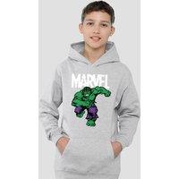 Marvel Hulk Pixel Youth Kids Pull-Over Hoodie, Athletic Heather in Grey | Size: 7-8 Years