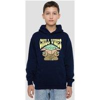 Star Wars - The Mandalorian Star Wars The Mandalorian Grogu Chill Vibes Youth Kids Pull-Over Hoodie, Navy | Size: 7-8 Years