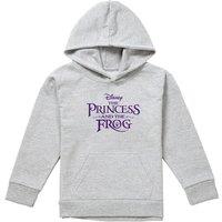 Disney The Princess & The Frog Logo Youth Kids Pull-Over Hoodie, Athletic Heather in Grey | Size: 12-13 Years
