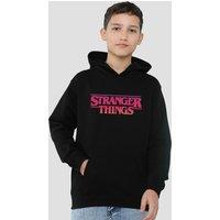 Stranger Things Sunset Logo Youth Kids Pull-Over Hoodie, Black | Size: 12-13 Years