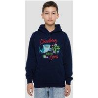 Disney Finding Nemo Christmas Here We Come With Dory & Destiny Youth Kids Pull-Over Hoodie, Navy | Size: 9-11 Years