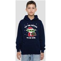 Star Wars - The Mandalorian Star Wars The Mandalorian Grogu Tis The Christmas Season Youth Kids Pull-Over Hoodie, Navy | Size: 12-13 Years