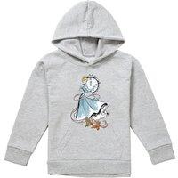 Disney Cinderella Clock Strikes Twelve With Jaq & Gus Youth Kids Pull-Over Hoodie, Athletic Heather in Grey | Size: 12-13 Years