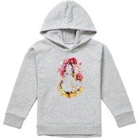 Disney Beauty & The Beast Belle Flower Silhouette Youth Kids Pull-Over Hoodie, Athletic Heather in Grey | Size: 9-11 Years