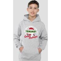 Star Wars - The Mandalorian Star Wars The Mandalorian Grogu Christmas Snowflakes Youth Kids Pull-Over Hoodie, Athletic Heather | Size: 5-6 Years