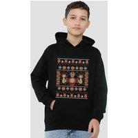 Marvel Iron Man Christmas Sweater Youth Kids Pull-Over Hoodie, Black | Size: 7-8 Years