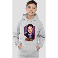 Disney Star Wars: Skeleton Crew Fern Badge Youth Kids Pull-Over Hoodie, Athletic Heather in Grey | Size: 9-11 Years