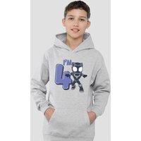 Marvel Black Panther Cute Birthday 4 Youth Kids Pull-Over Hoodie, Athletic Heather in Grey | Size: 12-13 Years