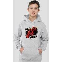 Marvel Red Hulk Fire Youth Kids Pull-Over Hoodie, Athletic Heather in Grey | Size: 7-8 Years