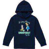 Disney Alice In Wonderland Very Merry Unbirthday To Me Youth Kids Pull-Over Hoodie, Navy | Size: 9-11 Years