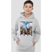 Pink Floyd 1969 Group Shot Youth Kids Pull-Over Hoodie, Athletic Heather in Grey | Size: 12-13 Years