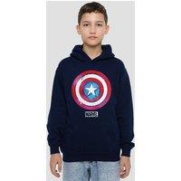 Marvel Captain America Drip Shield Youth Kids Pull-Over Hoodie, Navy | Size: 12-13 Years