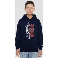 Marvel Spiderman Hero Stance Youth Kids Pull-Over Hoodie, Navy | Size: 12-13 Years