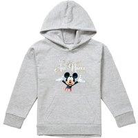 Disney Mickey Mouse Firework New Year Spanish Youth Kids Pull-Over Hoodie, Athletic Heather in Grey | Size: 9-11 Years