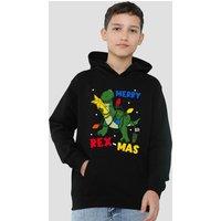 Disney Toy Story Merry Rexmas Christmas Youth Kids Pull-Over Hoodie, Black | Size: 7-8 Years