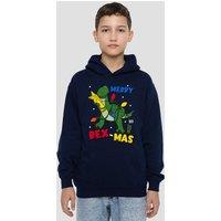 Disney Toy Story Merry Rexmas Christmas Youth Kids Pull-Over Hoodie, Navy | Size: 9-11 Years