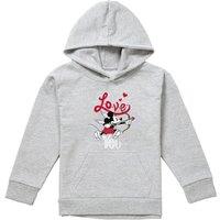 Disney Mickey Mouse Cupid Love You Valentine'S Day Youth Kids Pull-Over Hoodie, Athletic Heather in Grey | Size: 12-13 Years