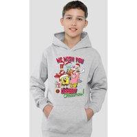 Nickelodeon Spongebob Crabby Christmas Youth Kids Pull-Over Hoodie, Athletic Heather in Grey | Size: 7-8 Years