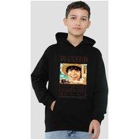 One Piece Luffy Wanted Poster Youth Kids Pull-Over Hoodie, Black | Size: 12-13 Years
