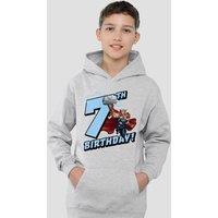 Marvel Thor Birthday 7 Youth Kids Pull-Over Hoodie, Athletic Heather in Grey | Size: 7-8 Years