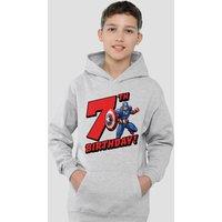 Marvel Captain America Birthday 7 Youth Kids Pull-Over Hoodie, Athletic Heather in Grey | Size: 7-8 Years