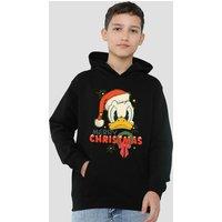 Disney Donald Duck Merry Christmas Youth Kids Pull-Over Hoodie, Black | Size: 12-13 Years