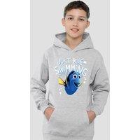 Disney Finding Nemo Dory Just Keep Swimming Youth Kids Pull-Over Hoodie, Athletic Heather in Grey | Size: 7-8 Years
