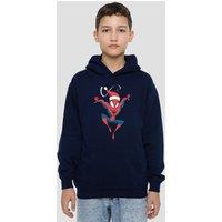 Marvel Spiderman Holiday Outfit Youth Kids Pull-Over Hoodie, Navy | Size: 12-13 Years
