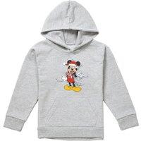 Disney Mickey Mouse Christmas Lights Youth Kids Pull-Over Hoodie, Athletic Heather in Grey | Size: 9-11 Years