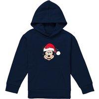 Disney Mickey Mouse Christmas Fairy Lights Wrap Youth Kids Pull-Over Hoodie, Navy | Size: 9-11 Years