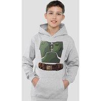 Disney Star Wars Boba Fett Costume Youth Kids Pull-Over Hoodie, Athletic Heather in Grey | Size: 5-6 Years