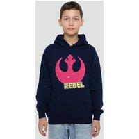 Disney Star Wars Rebel Manga Logo Youth Kids Pull-Over Hoodie, Navy | Size: 7-8 Years