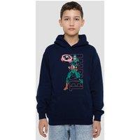 Marvel Captain America Emerge Youth Kids Pull-Over Hoodie, Navy | Size: 9-11 Years