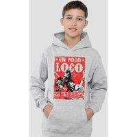 Disney Coco Hector & Miguel Un Poco Loco Poster Youth Kids Pull-Over Hoodie, Athletic Heather in Grey | Size: 7-8 Years