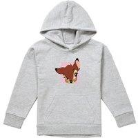 Disney Bambi Face Youth Kids Pull-Over Hoodie, Athletic Heather in Grey | Size: 7-8 Years