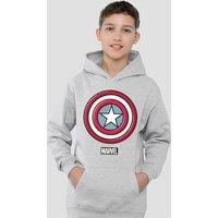 Marvel Captain America Ziptone America Shield Youth Kids Pull-Over Hoodie, Athletic Heather in Grey | Size: 12-13 Years