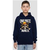 One Piece Jolly Roger Youth Kids Pull-Over Hoodie, Navy | Size: 12-13 Years