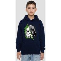 Disney Star Wars Stormtrooper & Darth Vader Helmet Split Youth Kids Pull-Over Hoodie, Navy | Size: 7-8 Years