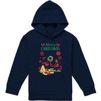 Disney Mickey Mouse & Minnie Christmas Wreath Youth Kids Pull-Over Hoodie, Navy | Size: 9-11 Years