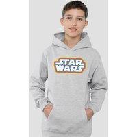 Disney Star Wars Retro Outline Logo Youth Kids Pull-Over Hoodie, Athletic Heather in Grey | Size: 7-8 Years