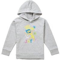 Disney Inside Out 2 Joy Think Positive Youth Kids Pull-Over Hoodie, Athletic Heather in Grey | Size: 9-11 Years