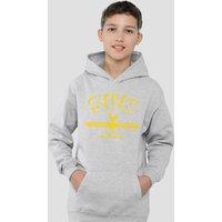 Sun Records Simple Sun Logo Youth Kids Pull-Over Hoodie, Athletic Heather in Grey | Size: 9-11 Years