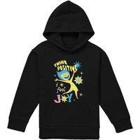 Disney Inside Out 2 Joy Think Positive Youth Kids Pull-Over Hoodie, Black | Size: 12-13 Years